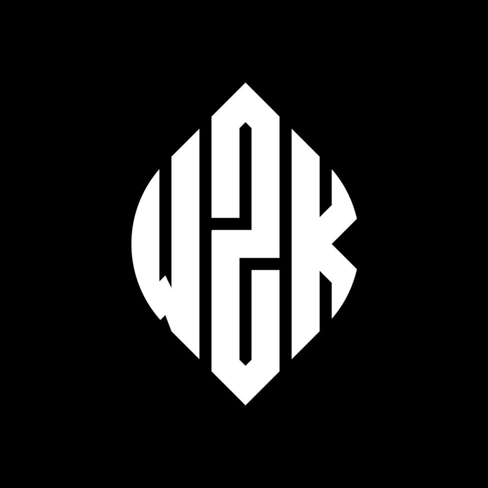 design de logotipo de letra de círculo wzk com forma de círculo e elipse. letras de elipse wzk com estilo tipográfico. as três iniciais formam um logotipo circular. wzk círculo emblema abstrato monograma carta marca vetor. vetor