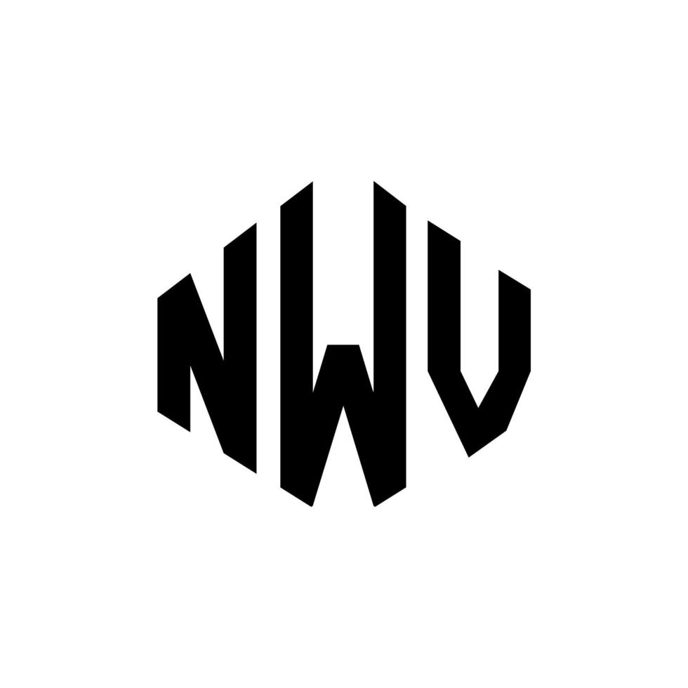 design de logotipo de carta nwv com forma de polígono. nwv polígono e design de logotipo em forma de cubo. modelo de logotipo de vetor hexágono nwv cores brancas e pretas. nwv monograma, logotipo de negócios e imóveis.