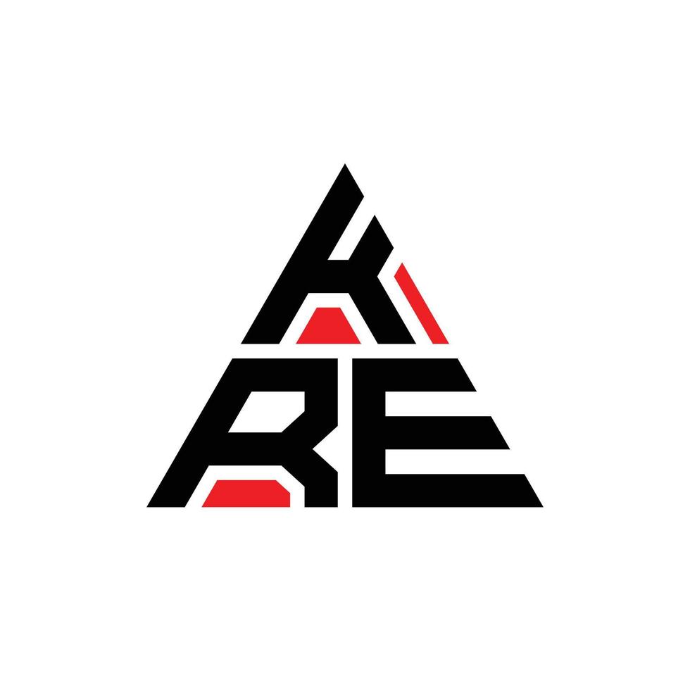 design de logotipo de letra triângulo kre com forma de triângulo. kre triângulo logotipo design monograma. modelo de logotipo de vetor de triângulo kre com cor vermelha. logotipo triangular kre logotipo simples, elegante e luxuoso.