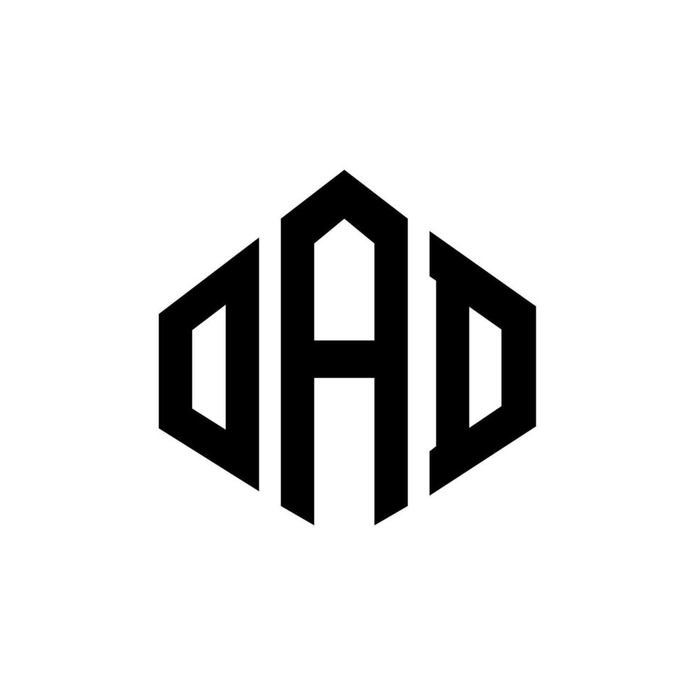 design de logotipo de carta oad com forma de polígono. oad polígono e design de logotipo em forma de cubo. modelo de logotipo de vetor hexágono oad cores brancas e pretas. oad monograma, logotipo de negócios e imóveis.