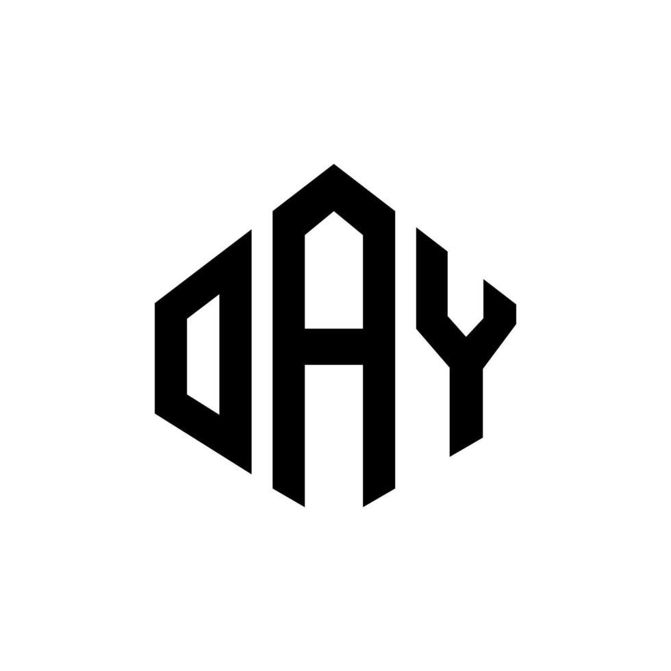 oay design de logotipo de carta com forma de polígono. oay polígono e design de logotipo em forma de cubo. oay modelo de logotipo de vetor hexágono cores brancas e pretas. oay monograma, logotipo de negócios e imóveis.