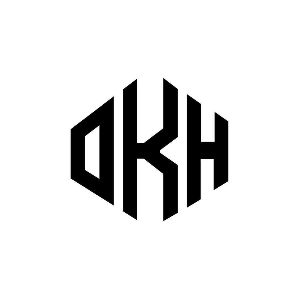 design de logotipo de carta okh com forma de polígono. okh polígono e design de logotipo em forma de cubo. okh hexágono modelo de logotipo de vetor cores brancas e pretas. okh monograma, logotipo de negócios e imóveis.