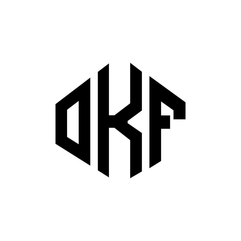 design de logotipo de carta okf com forma de polígono. okf polígono e design de logotipo em forma de cubo. okf modelo de logotipo de vetor hexágono cores brancas e pretas. okf monograma, logotipo de negócios e imóveis.