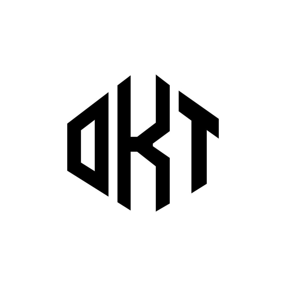 design de logotipo de carta okt com forma de polígono. okt polígono e design de logotipo em forma de cubo. okt modelo de logotipo de vetor hexágono cores brancas e pretas. okt monograma, logotipo de negócios e imóveis.