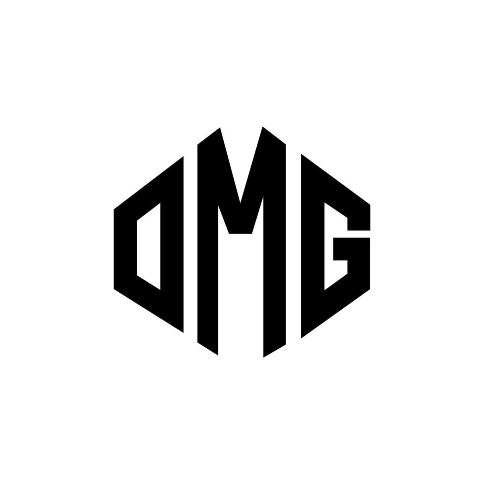 design de logotipo de carta omg com forma de polígono. omg polígono e design de logotipo em forma de cubo. omg modelo de logotipo de vetor hexágono cores brancas e pretas. omg monograma, logotipo de negócios e imóveis.