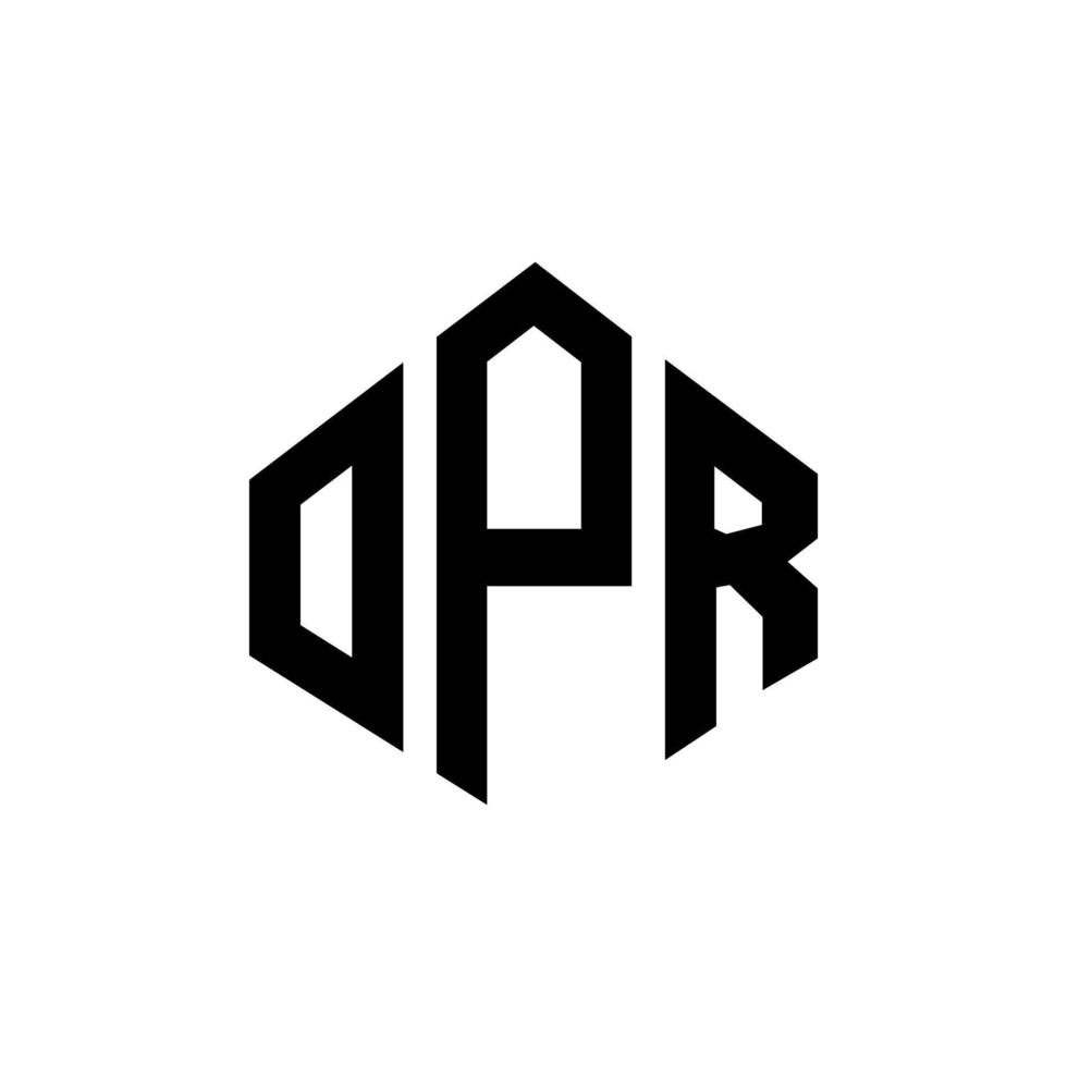 design de logotipo de carta opr com forma de polígono. opr polígono e design de logotipo em forma de cubo. modelo de logotipo de vetor hexágono opr cores brancas e pretas. opr monograma, logotipo de negócios e imóveis.