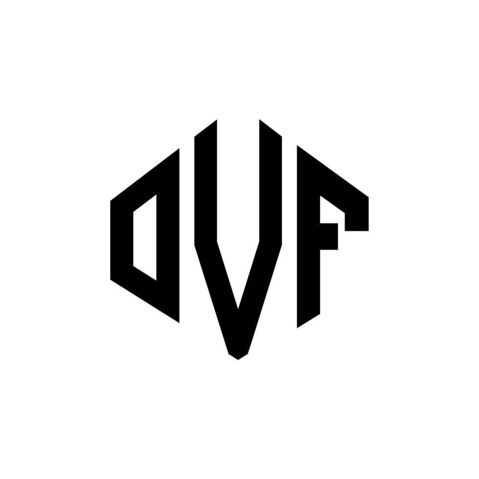 design de logotipo de carta ovf com forma de polígono. ovf polígono e design de logotipo em forma de cubo. modelo de logotipo de vetor hexágono ovf cores brancas e pretas. ovf monograma, logotipo de negócios e imóveis.