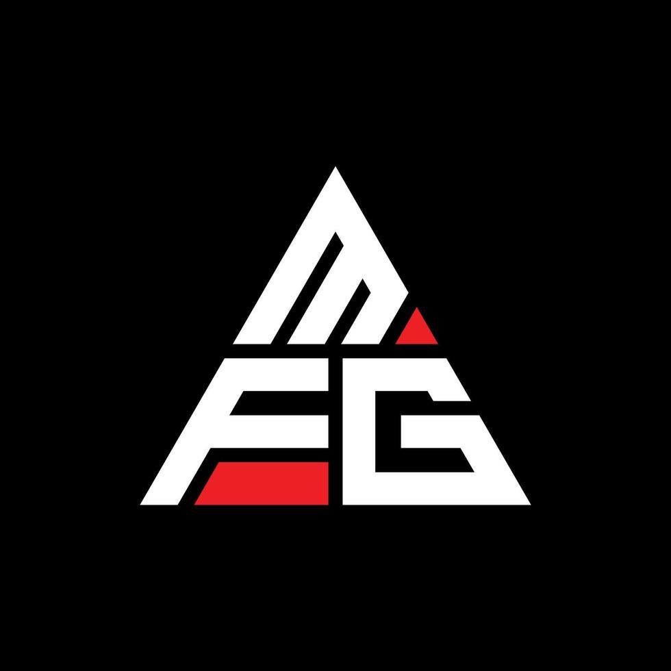 design de logotipo de letra triângulo mfg com forma de triângulo. monograma de design de logotipo de triângulo mfg. modelo de logotipo de vetor de triângulo mfg com cor vermelha. mfg logotipo triangular logotipo simples, elegante e luxuoso.
