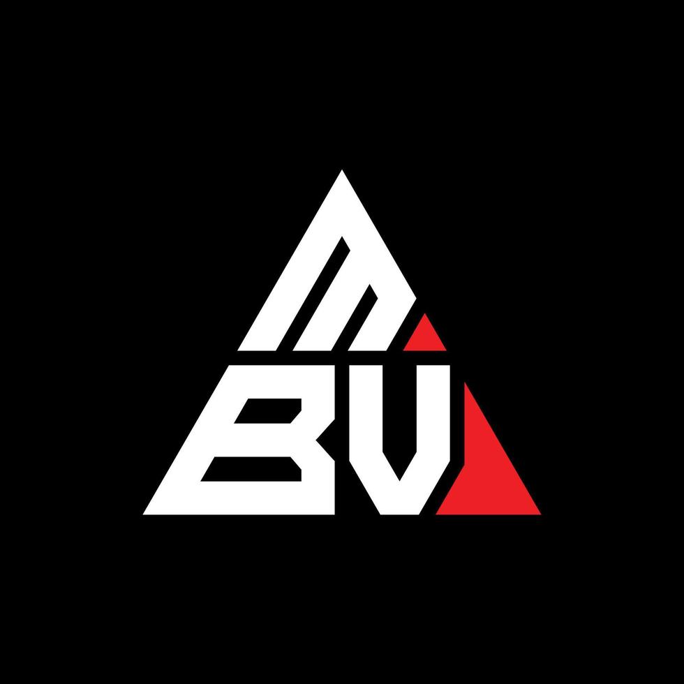 design de logotipo de letra de triângulo mbv com forma de triângulo. monograma de design de logotipo de triângulo mbv. modelo de logotipo de vetor de triângulo mbv com cor vermelha. logotipo triangular mbv logotipo simples, elegante e luxuoso.