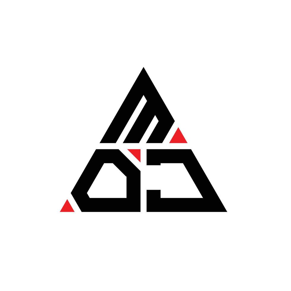 design de logotipo de carta triângulo moj com forma de triângulo. monograma de design de logotipo de triângulo moj. modelo de logotipo de vetor de triângulo moj com cor vermelha. logotipo triangular moj logotipo simples, elegante e luxuoso.