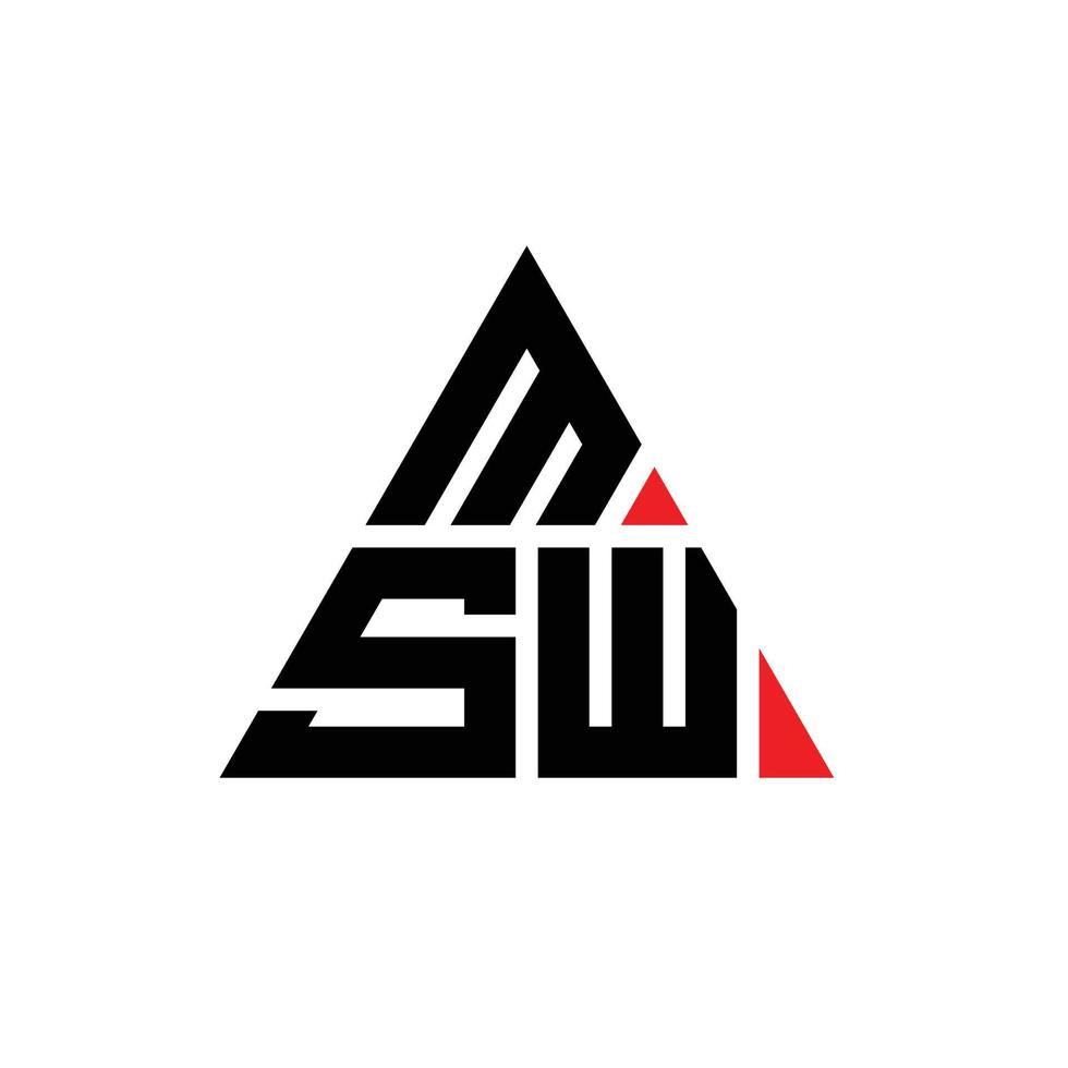 MSW design de logotipo de letra de triângulo com forma de triângulo. monograma de design de logotipo de triângulo msw. modelo de logotipo de vetor de triângulo msw com cor vermelha. logotipo triangular msw logotipo simples, elegante e luxuoso.