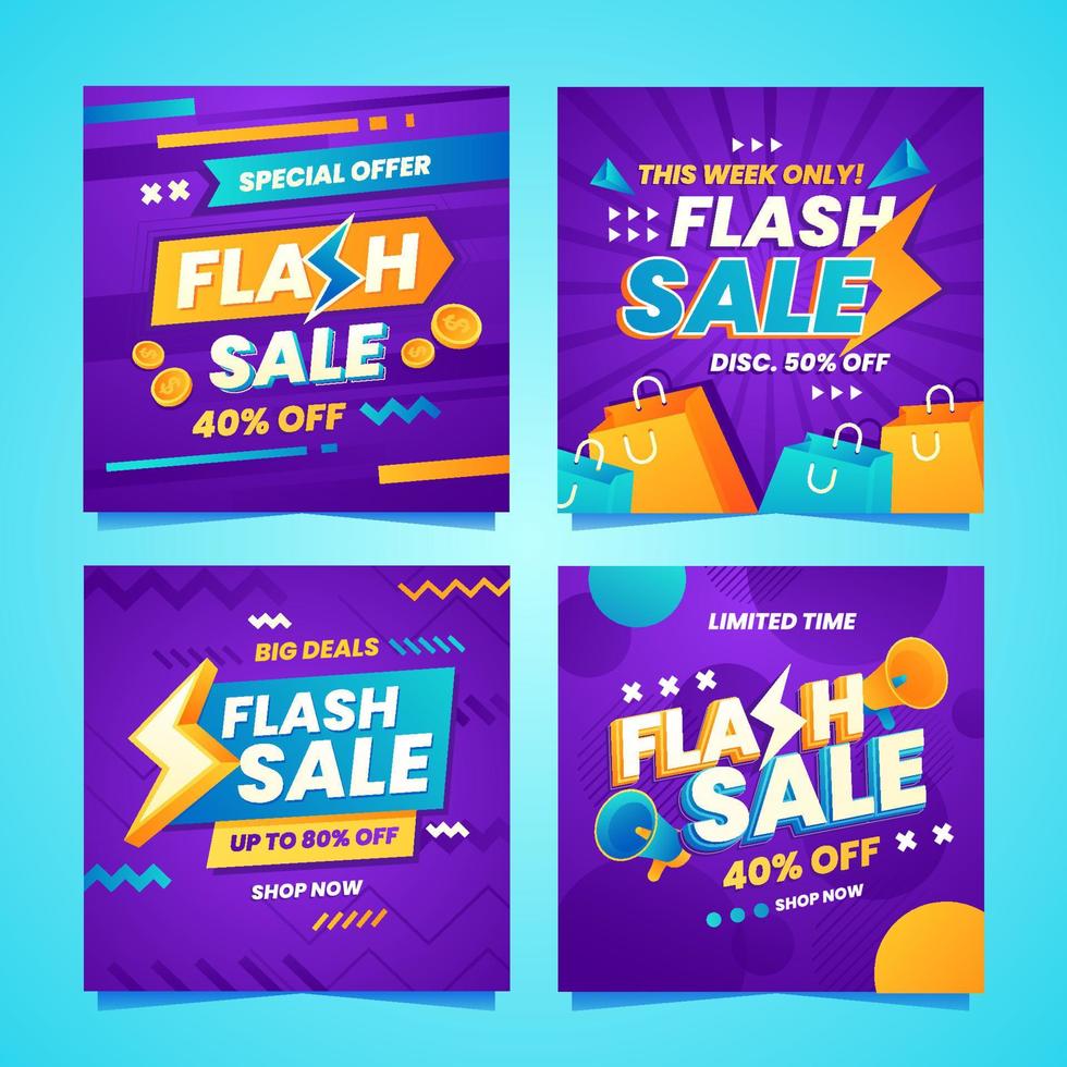 mídia social de promoção de venda em flash vetor