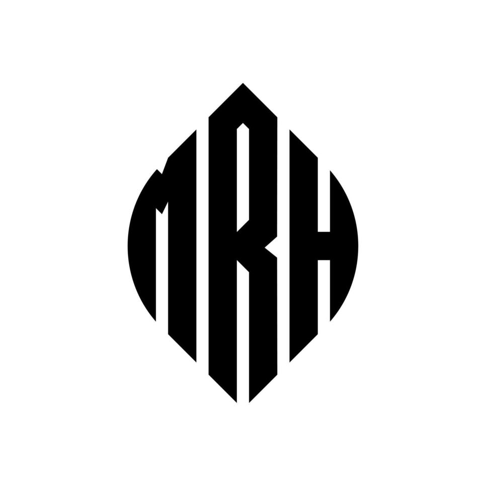 design de logotipo de letra de círculo mrh com forma de círculo e elipse. letras de elipse mrh com estilo tipográfico. as três iniciais formam um logotipo circular. mrh círculo emblema abstrato monograma carta marca vetor. vetor