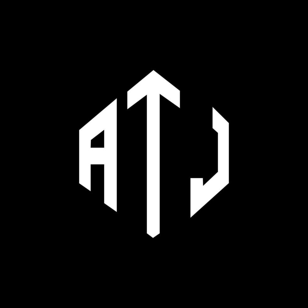 design de logotipo de letra atj com forma de polígono. atj polígono e design de logotipo em forma de cubo. atj modelo de logotipo de vetor hexágono cores brancas e pretas. atj monograma, logotipo de negócios e imóveis.