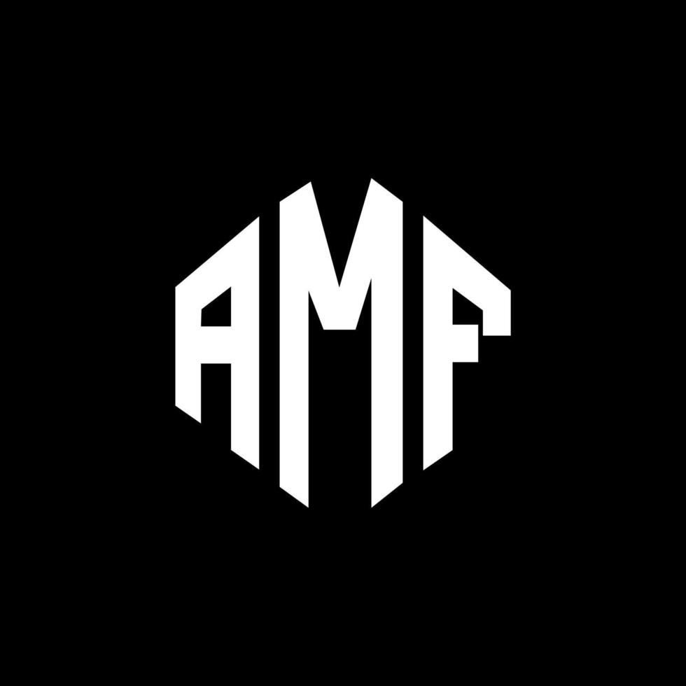 design de logotipo de carta amf com forma de polígono. polígono amf e design de logotipo em forma de cubo. modelo de logotipo de vetor hexágono amf cores brancas e pretas. monograma amf, logotipo de negócios e imóveis.