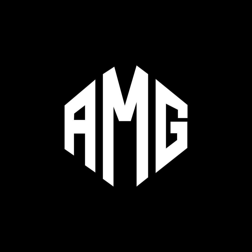 design de logotipo de carta amg com forma de polígono. amg polígono e design de logotipo em forma de cubo. modelo de logotipo de vetor hexágono amg cores brancas e pretas. amg monograma, logotipo de negócios e imóveis.