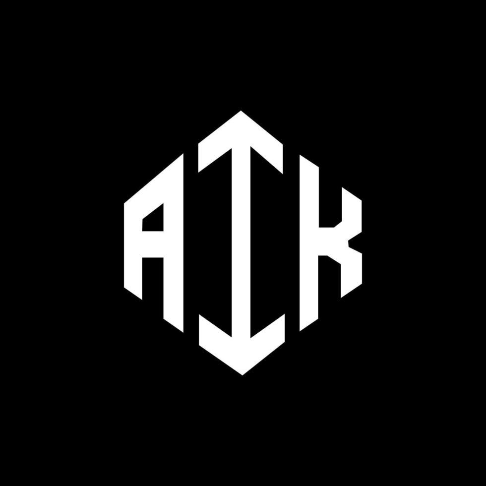 design de logotipo de carta aik com forma de polígono. aik polígono e design de logotipo em forma de cubo. modelo de logotipo de vetor aik hexágono cores brancas e pretas. aik monograma, logotipo de negócios e imóveis.