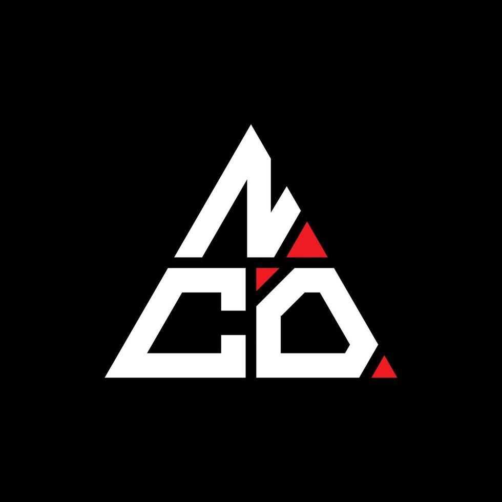 design de logotipo de letra de triângulo nco com forma de triângulo. monograma de design de logotipo de triângulo nco. modelo de logotipo de vetor triângulo nco com cor vermelha. logotipo triangular nco logotipo simples, elegante e luxuoso.