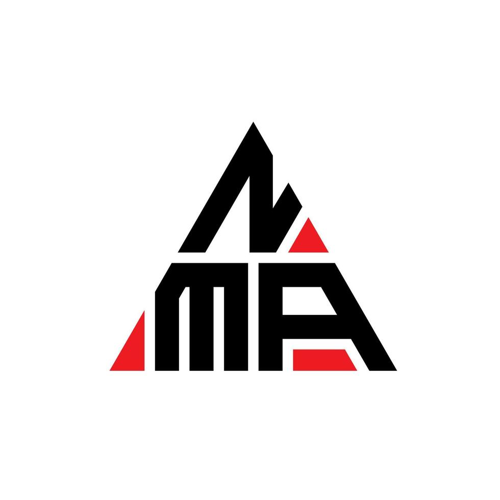 design de logotipo de letra de triângulo nma com forma de triângulo. monograma de design de logotipo de triângulo nma. modelo de logotipo de vetor de triângulo nma com cor vermelha. logotipo triangular nma logotipo simples, elegante e luxuoso.