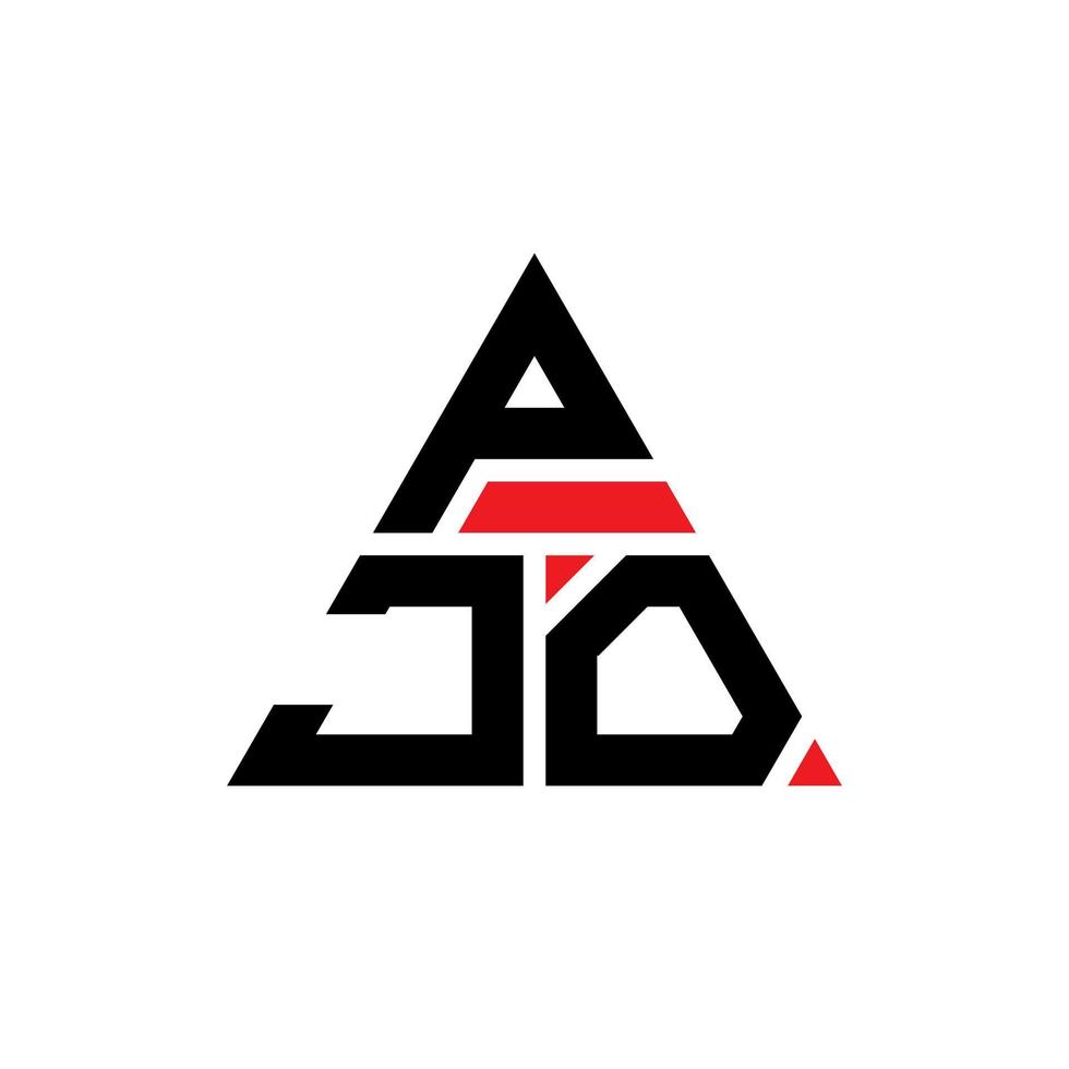 design de logotipo de letra triângulo pjo com forma de triângulo. monograma de design de logotipo de triângulo pjo. modelo de logotipo de vetor de triângulo pjo com cor vermelha. logotipo triangular pjo logotipo simples, elegante e luxuoso.