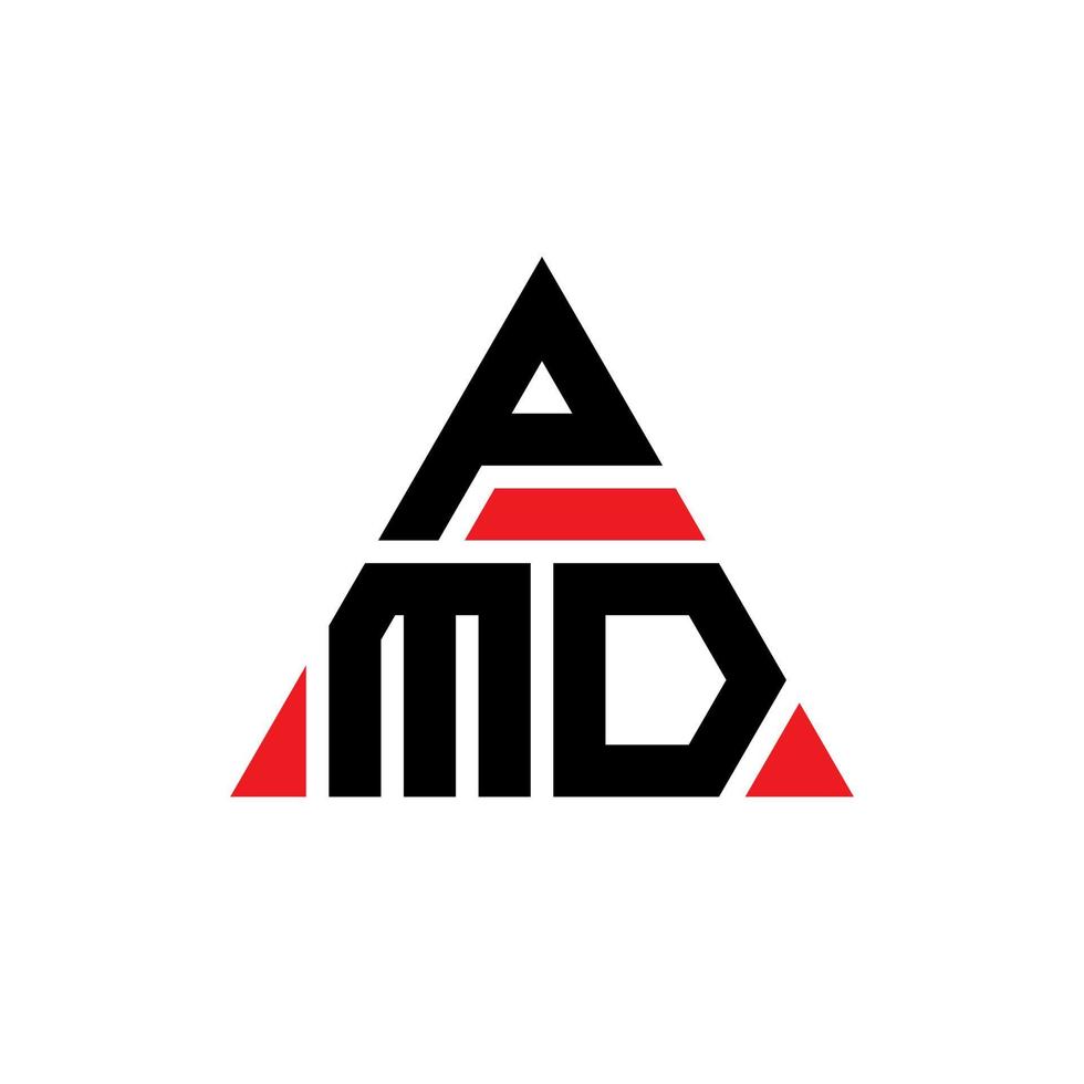 design de logotipo de letra de triângulo pmd com forma de triângulo. monograma de design de logotipo de triângulo pmd. modelo de logotipo de vetor de triângulo pmd com cor vermelha. logotipo triangular pmd logotipo simples, elegante e luxuoso.