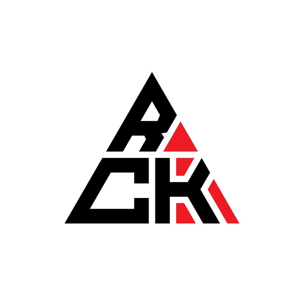 design de logotipo de letra triângulo rck com forma de triângulo. monograma de design de logotipo de triângulo rck. modelo de logotipo de vetor triângulo rck com cor vermelha. logotipo triangular rck logotipo simples, elegante e luxuoso.