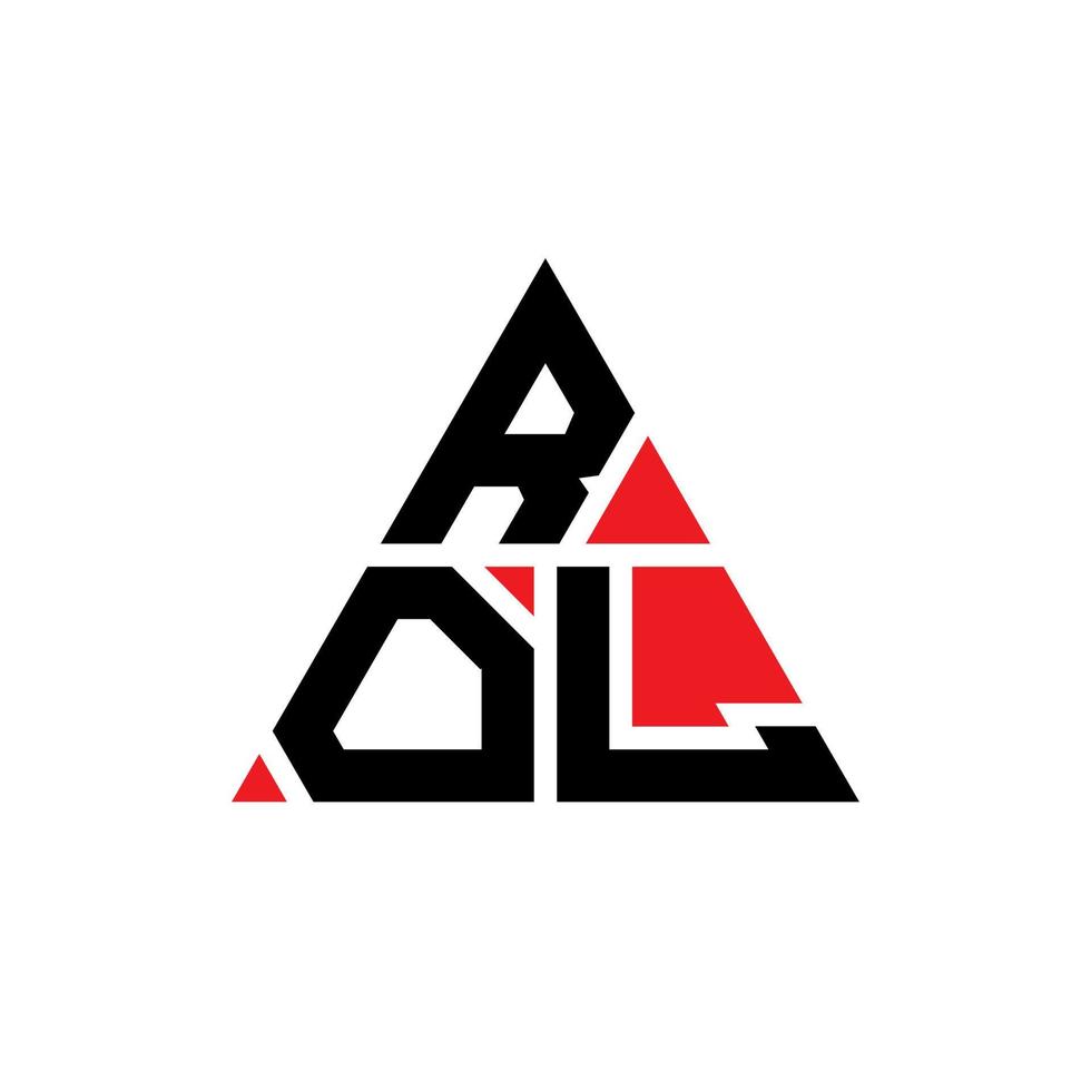 design de logotipo de letra de triângulo rol com forma de triângulo. monograma de design de logotipo de triângulo rol. modelo de logotipo de vetor rol triângulo com cor vermelha. rol logotipo triangular logotipo simples, elegante e luxuoso.
