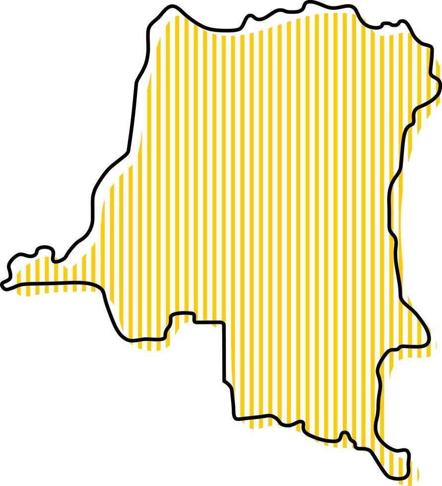 mapa de contorno simples estilizado da república democrática do ícone do congo. vetor