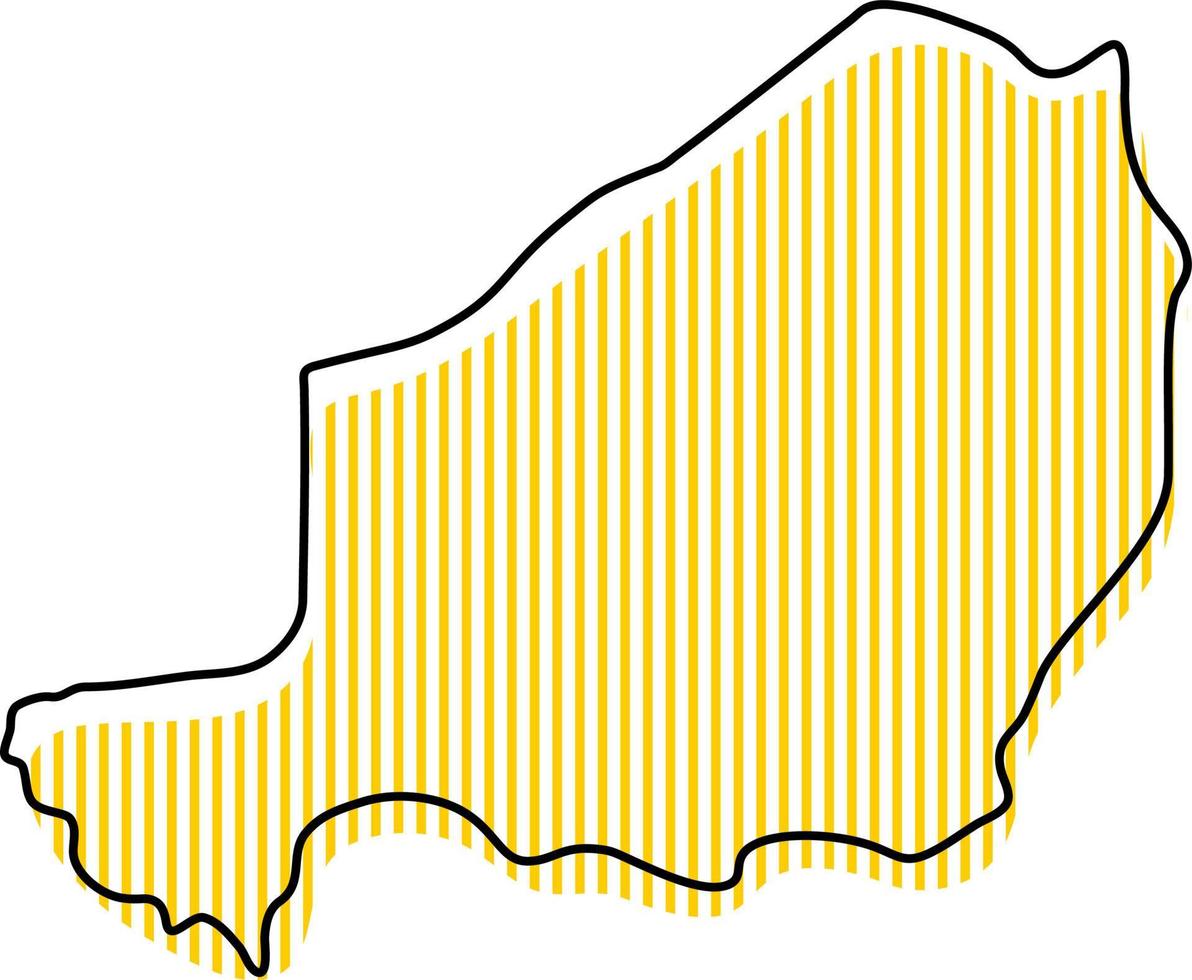 mapa de contorno simples estilizado do ícone do Níger. vetor