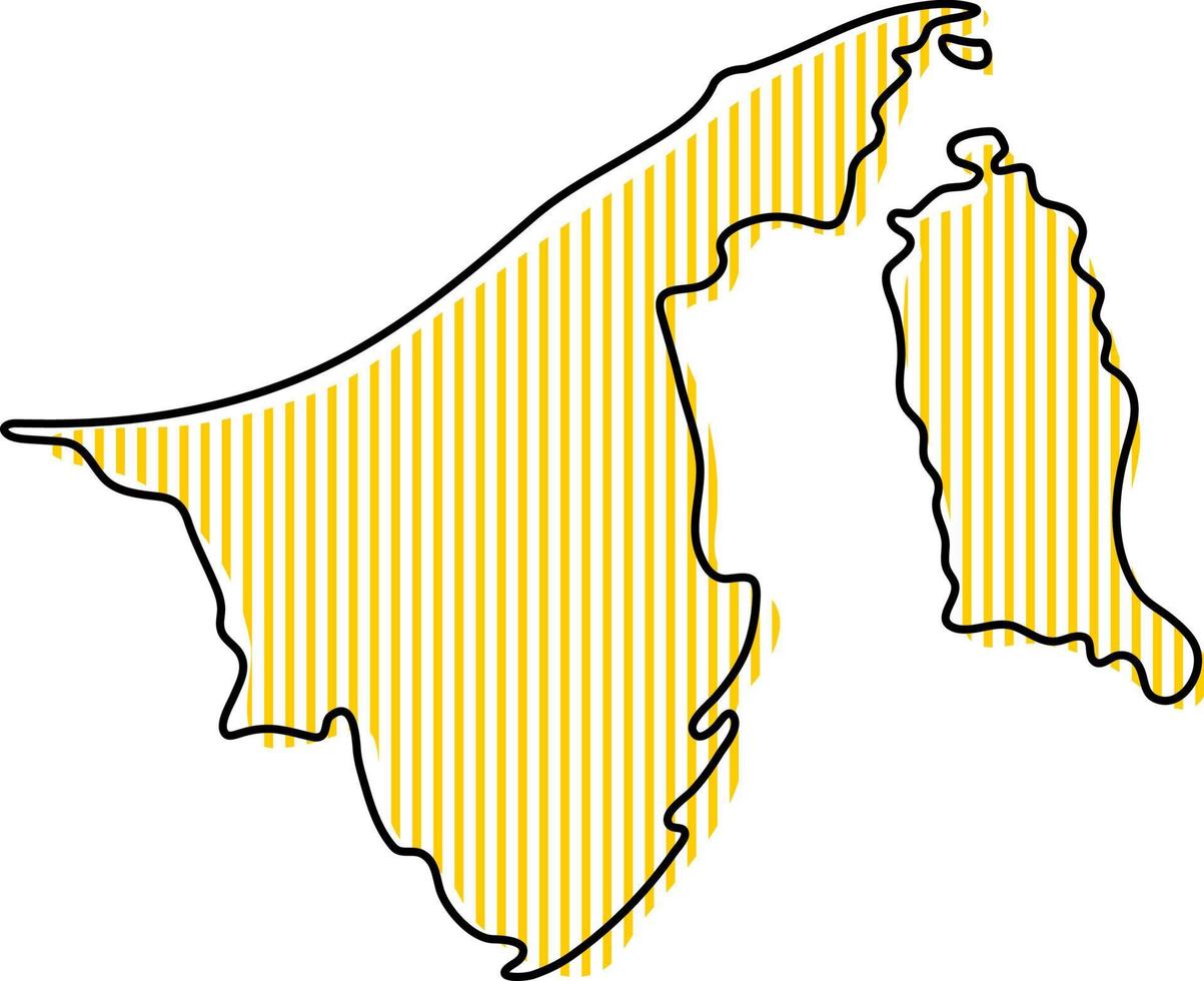 mapa de contorno simples estilizado do ícone brunei. vetor