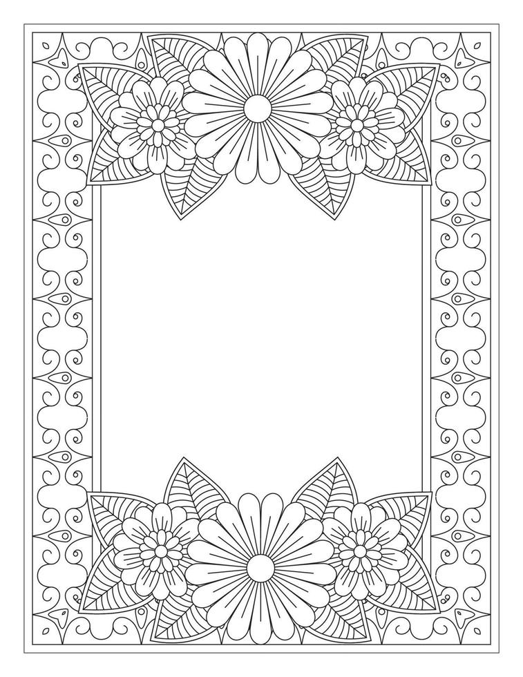 desenho de flores para colorir para adultos vetor