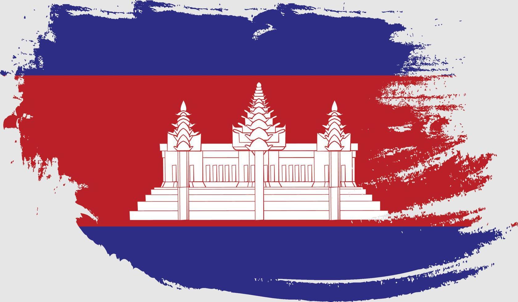 bandeira do camboja com textura grunge vetor