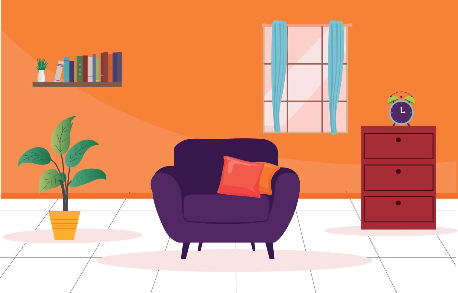 design de interiores de sala de estar com móveis, sofá vetor