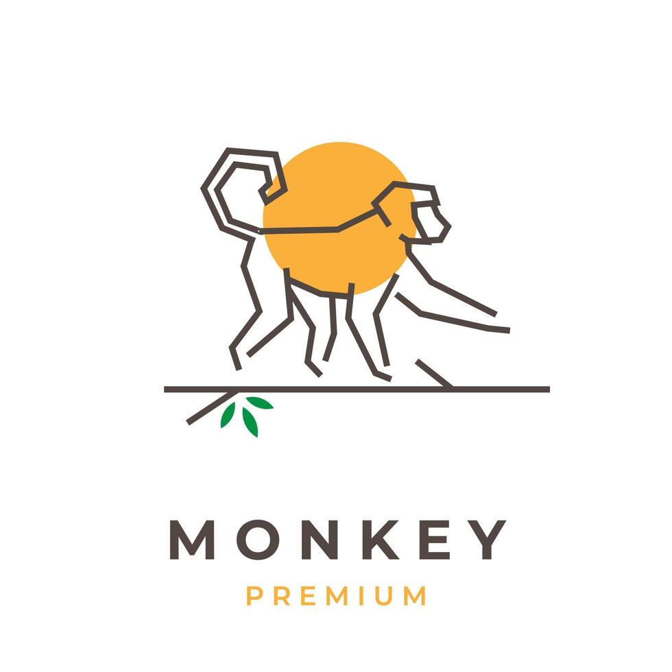 logotipo de ilustração de arte de linha simples de macaco vetor