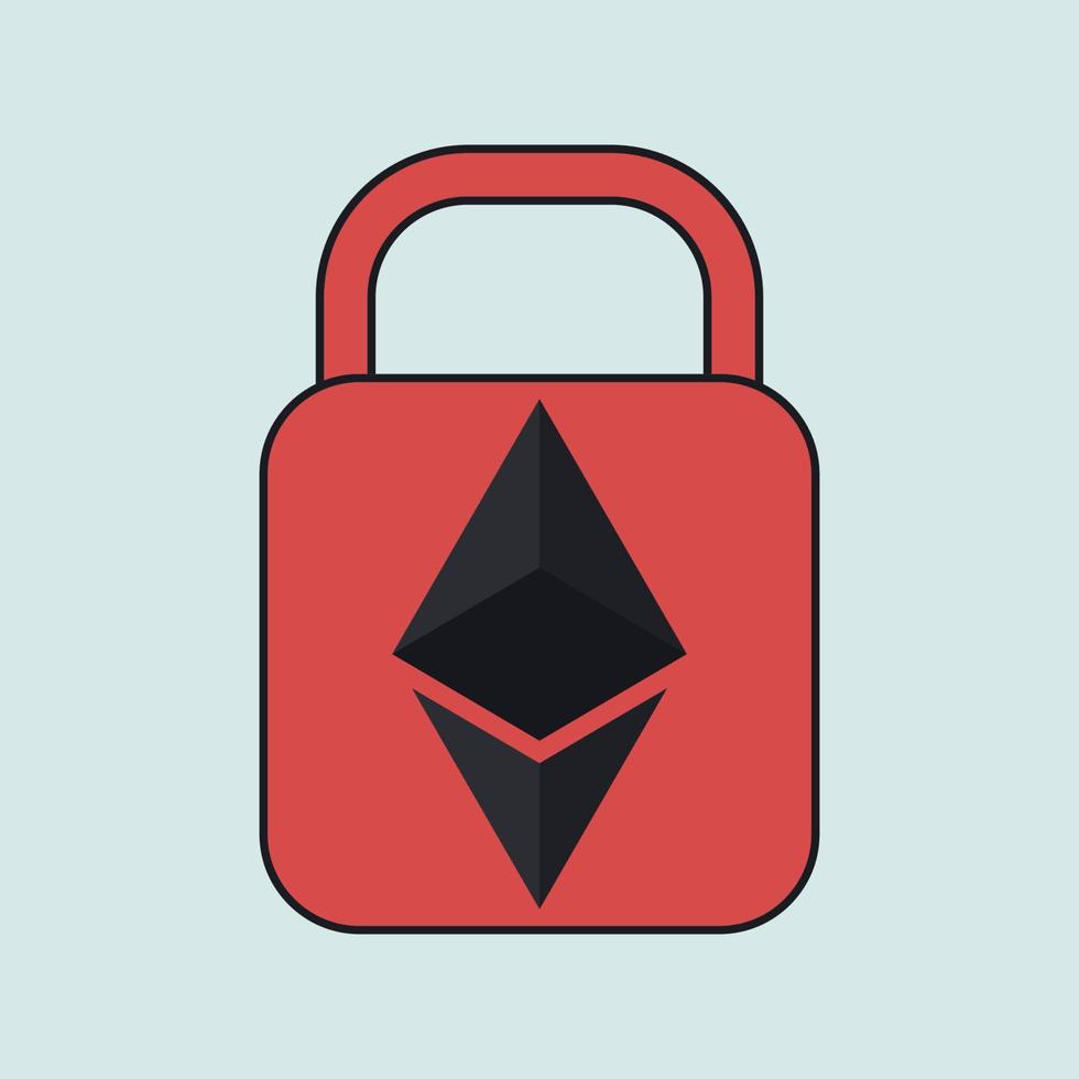 ilustração vetorial de ícone de cadeado de segurança ethereum vetor