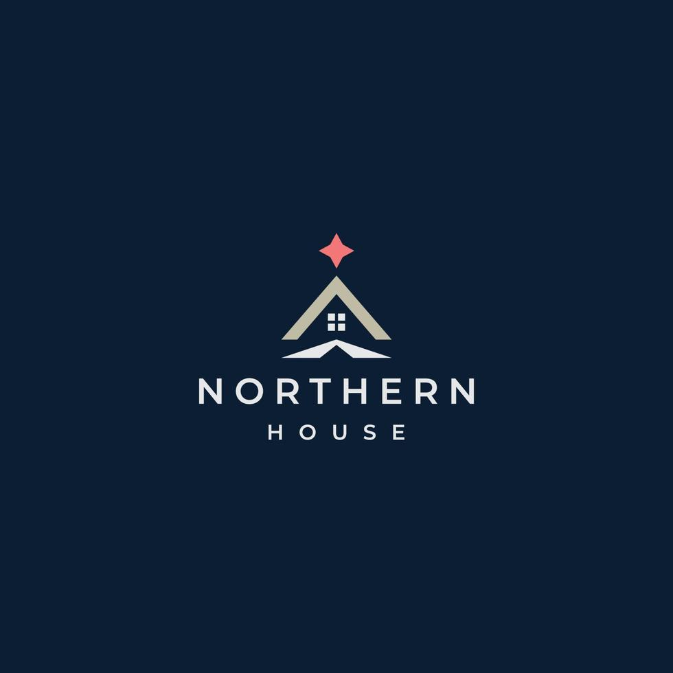 ilustração em vetor plana de modelo de design de ícone de logotipo de casa do norte