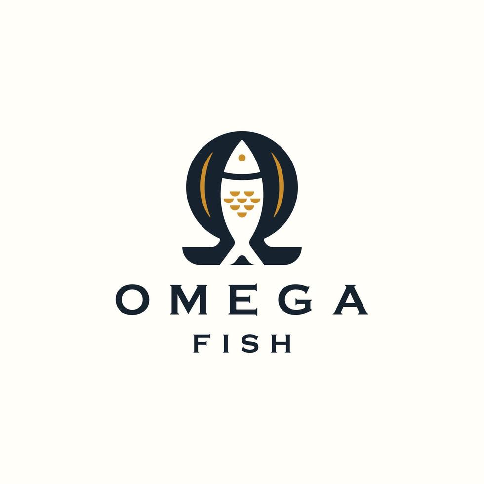 modelo de design de ícone de logotipo de peixe ômega ilustração vetorial plana vetor