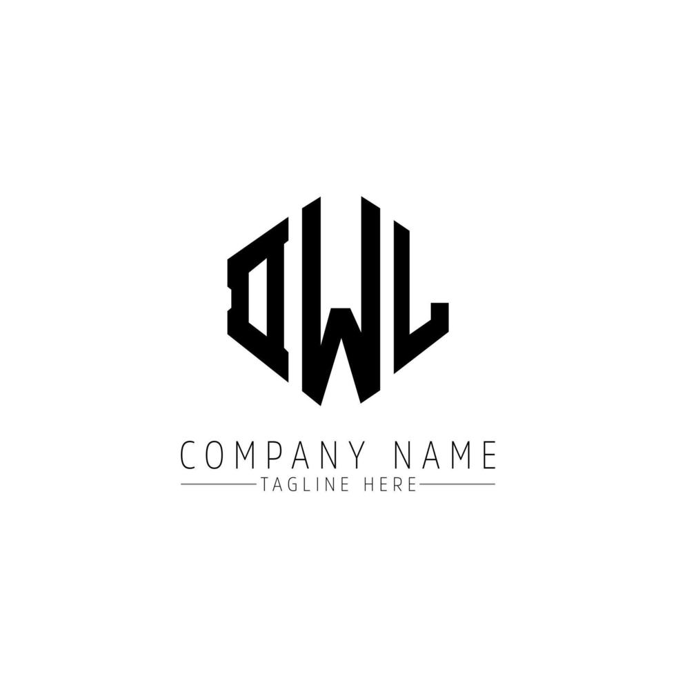 design de logotipo de carta dwl com forma de polígono. dwl polígono e design de logotipo em forma de cubo. modelo de logotipo de vetor dwl hexágono cores brancas e pretas. dwl monograma, logotipo de negócios e imóveis.