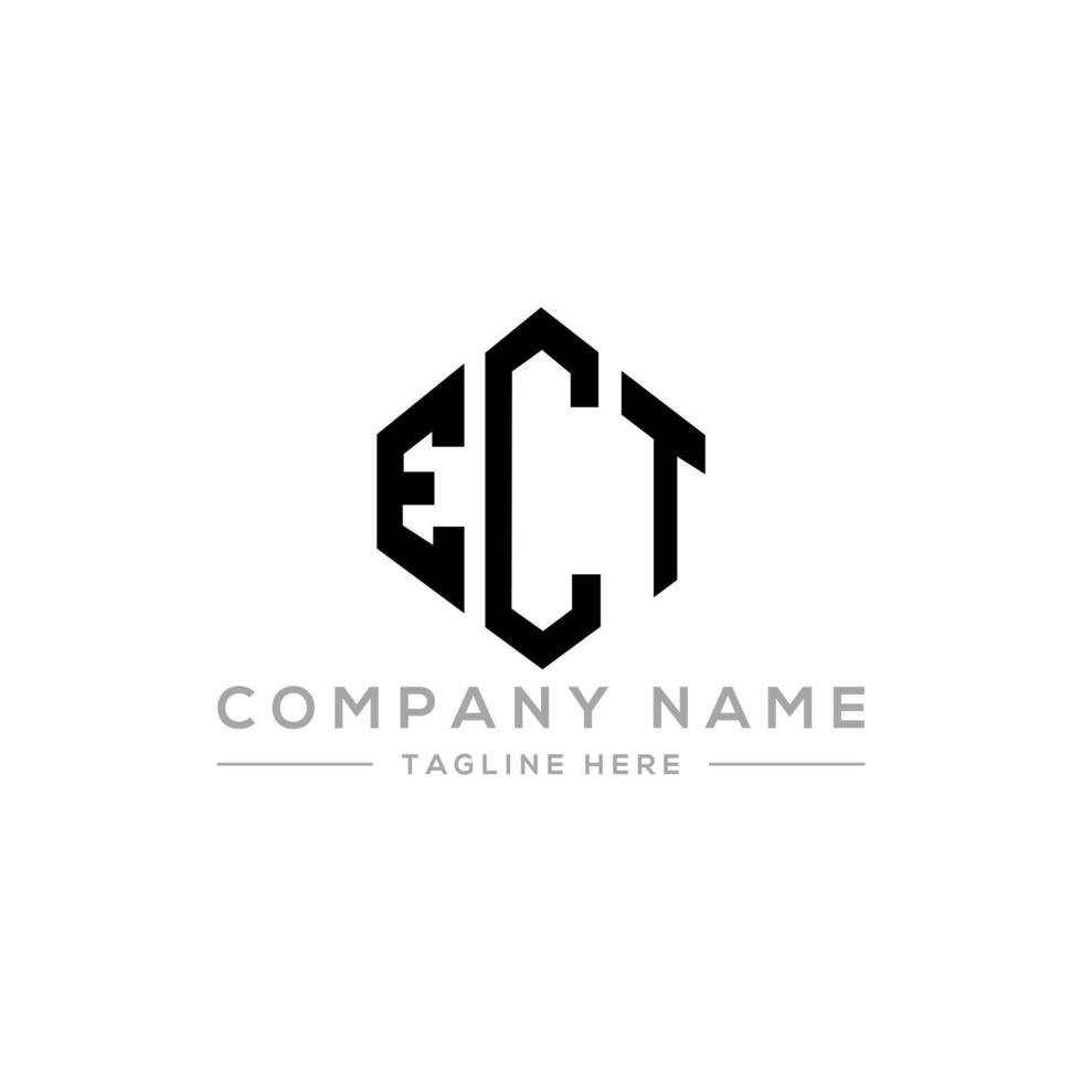 design de logotipo de carta ect com forma de polígono. ect polígono e design de logotipo em forma de cubo. ect modelo de logotipo de vetor hexágono cores brancas e pretas. ect monograma, logotipo comercial e imobiliário.