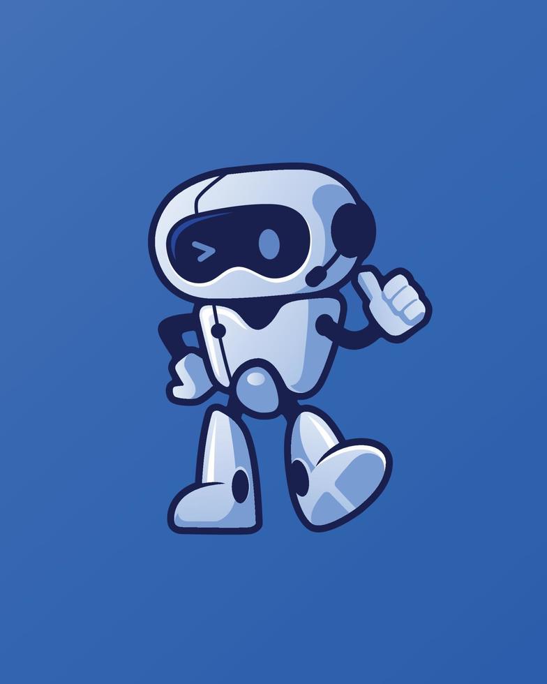 personagem de desenho animado de mascote robô piscando amigável vetor