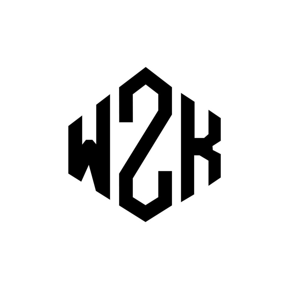 design de logotipo de letra wzk com forma de polígono. wzk polígono e design de logotipo em forma de cubo. wzk modelo de logotipo de vetor hexágono cores brancas e pretas. wzk monograma, logotipo de negócios e imóveis.