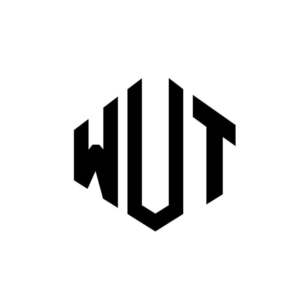 design de logotipo de carta wut com forma de polígono. wut polígono e design de logotipo em forma de cubo. wut modelo de logotipo de vetor hexágono cores brancas e pretas. wut monograma, logotipo de negócios e imóveis.