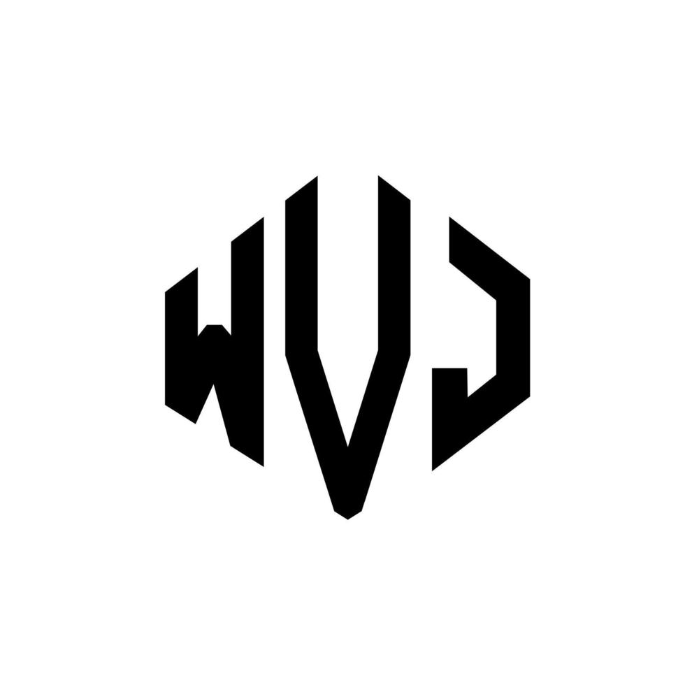 design de logotipo de letra wvj com forma de polígono. wvj polígono e design de logotipo em forma de cubo. wvj modelo de logotipo de vetor hexágono cores brancas e pretas. monograma wvj, logotipo de negócios e imóveis.