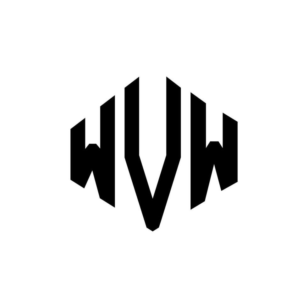 design de logotipo de letra wvw com forma de polígono. wvw polígono e design de logotipo em forma de cubo. wvw hexágono modelo de logotipo de vetor cores brancas e pretas. monograma wvw, logotipo de negócios e imóveis.