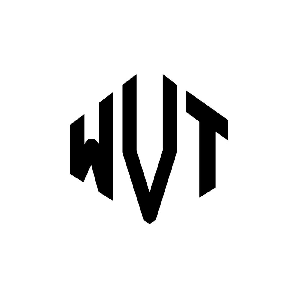 design de logotipo de letra wvt com forma de polígono. wvt polígono e design de logotipo em forma de cubo. modelo de logotipo de vetor hexágono wvt cores brancas e pretas. monograma wvt, logotipo de negócios e imóveis.