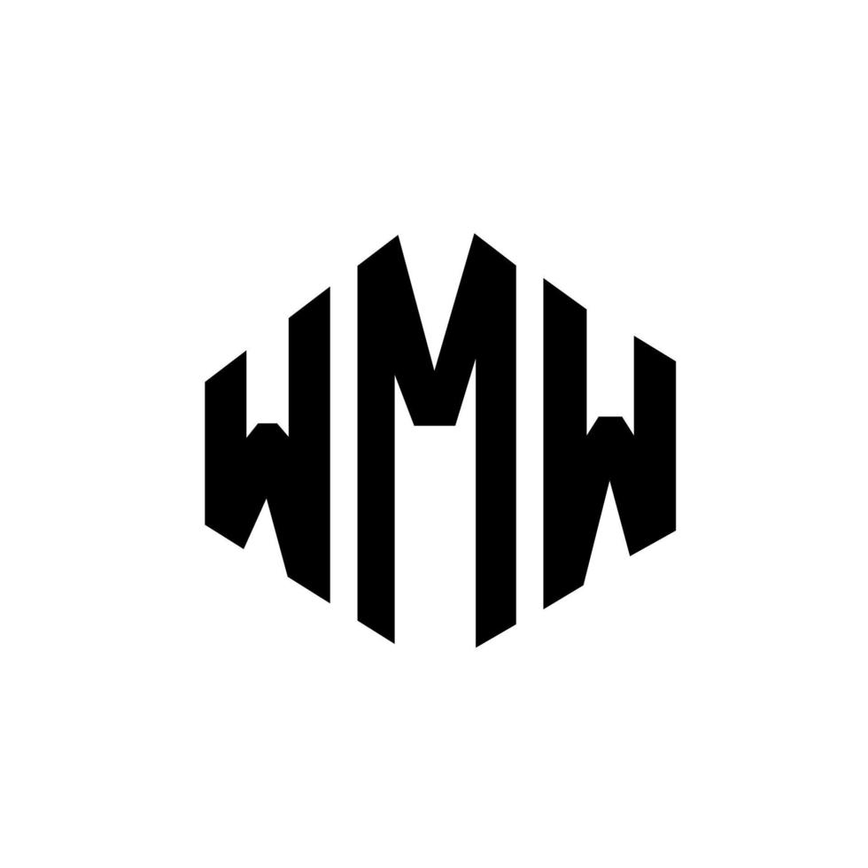 design de logotipo de carta wmw com forma de polígono. wmw polígono e design de logotipo em forma de cubo. wmw hexágono modelo de logotipo de vetor cores brancas e pretas. monograma wmw, logotipo de negócios e imóveis.