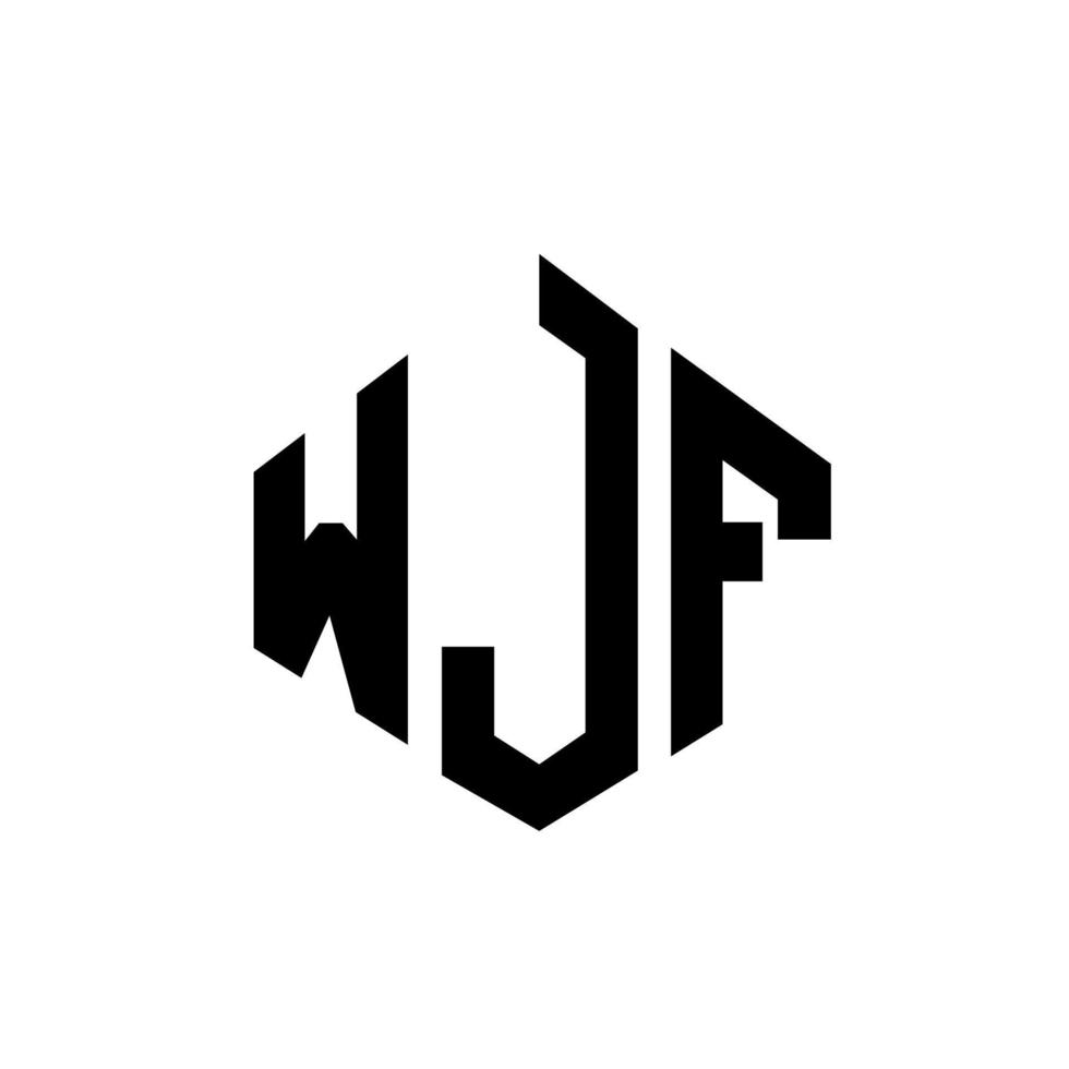 design de logotipo de carta wjf com forma de polígono. wjf polígono e design de logotipo em forma de cubo. wjf hexágono modelo de logotipo de vetor cores brancas e pretas. monograma wjf, logotipo de negócios e imóveis.