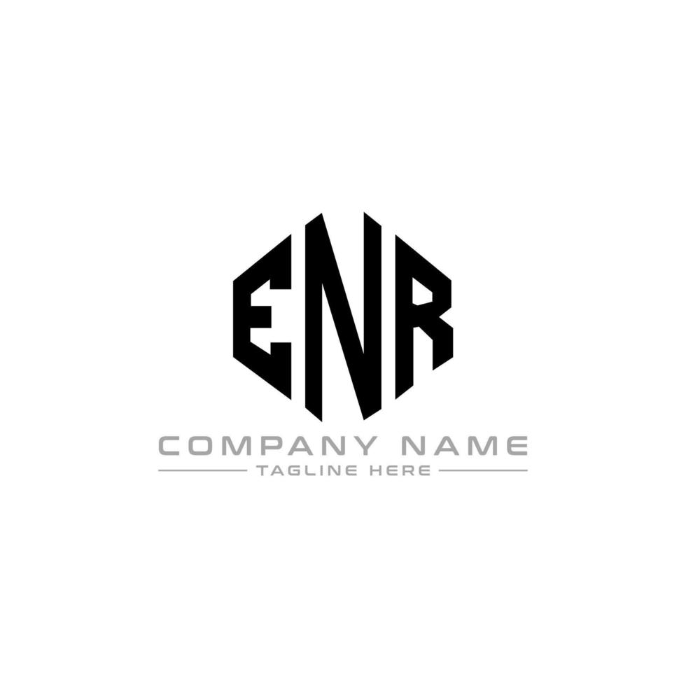 design de logotipo de carta enr com forma de polígono. enr polígono e design de logotipo em forma de cubo. modelo de logotipo de vetor hexágono enr cores brancas e pretas. enr monograma, logotipo de negócios e imóveis.