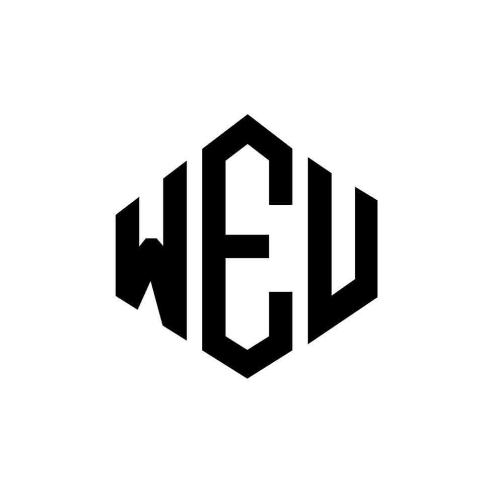 design de logotipo de carta weu com forma de polígono. weu polígono e design de logotipo em forma de cubo. weu hexágono modelo de logotipo de vetor cores brancas e pretas. Weu monograma, logotipo de negócios e imóveis.