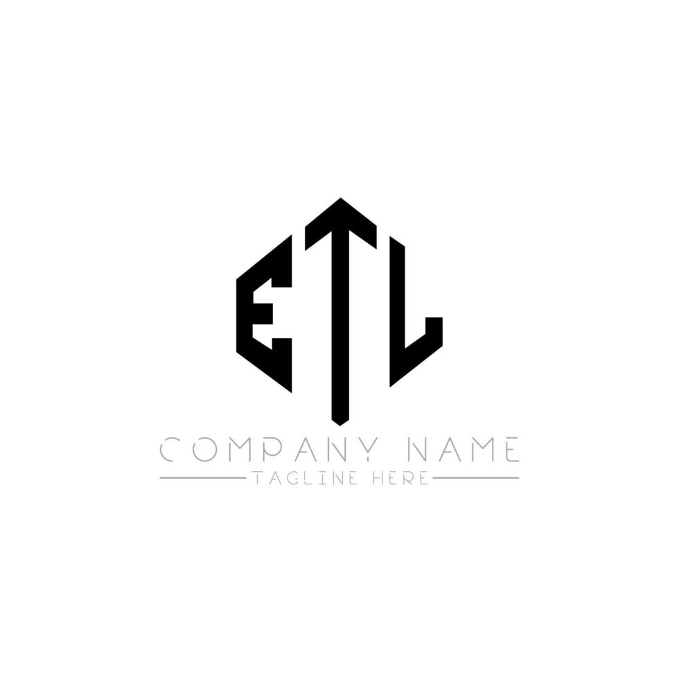 design de logotipo de carta etl com forma de polígono. etl polígono e design de logotipo em forma de cubo. etl hexágono modelo de logotipo de vetor cores brancas e pretas. etl monograma, logotipo de negócios e imóveis.